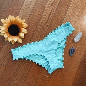 Teal Ruffle Scrunch Cheeky Bathing Suit Bottoms